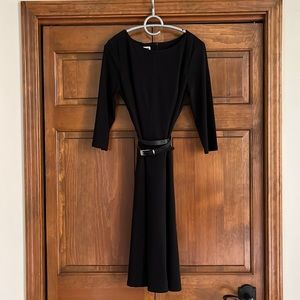 Anne Klein black knit dress w 3/4 length sleeves. Size 8.
